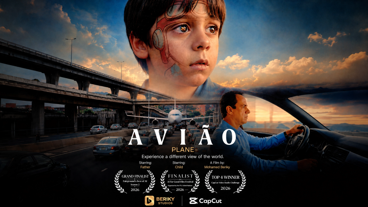 Official AVIÃO poster — a boy and a father in São Paulo